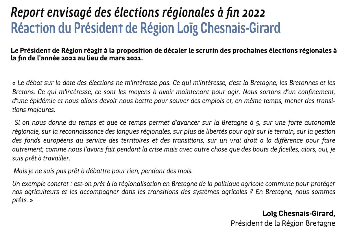 Elus_SocDem_BZH's tweet photo. Report des élections régionales : le débat n’intéresse pas Chesnais-Girard https://t.co/voL3hLnMbF @LoigCG Si cela permet d’avancer sur la #Bretagne à 5, sur une forte autonomie, sur les #langues, sur la gestion des #fondseuropéens (...) alors, oui, je suis prêt à travailler.
👇 https://t.co/4VKTqUsmAz