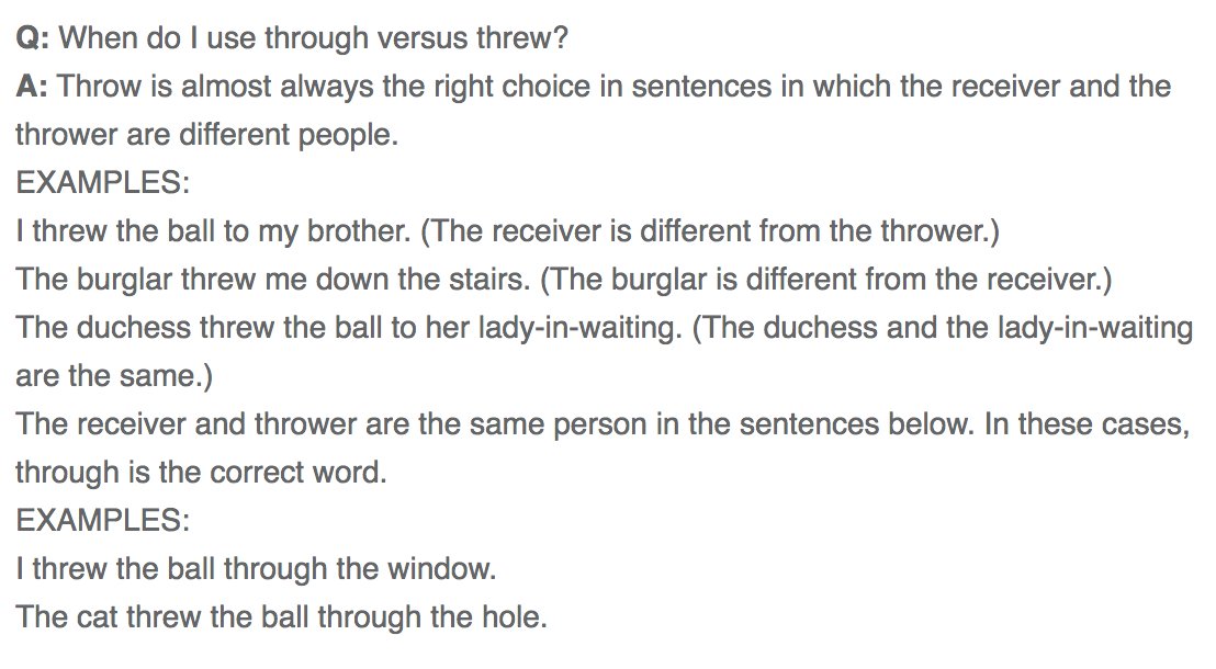 But people don't Q&A about simple animal facts very often online. What about formal English grammar questions? Lots of those online for the AI to see.It tends to USE grammar impeccably, but often explains it incorrectly.