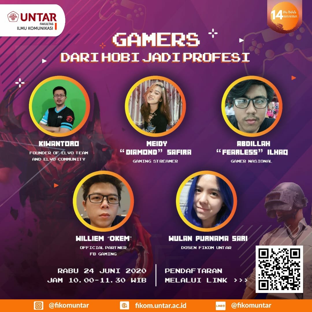 Yuk daftar #Webinar yang menarik ini melalui link tersebut bit.ly/WebinarGAMESDi…

Jangan sampai ketinggalan!
Gratis dan menyediakan E-Sertifikat !
Tunggu apa lagi ?

#DiesNatalis14FIKomUntar
#gamers