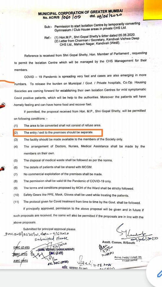 lancelotchsl's tweet image. Lancelot CHS and Bharat Baug Chawl (450–500 members] are concerned with, Arihant Heart Clinic, which has started admitting covid patients being a threat to the residents since there is no separate entry and exit. Also, they haven&apos;t obtained any written permission from the society