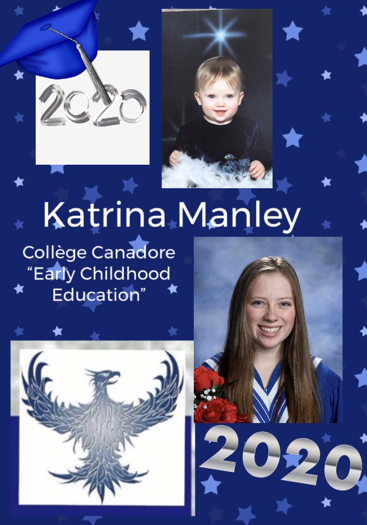 Aujourd’hui nous vous présentons la première de nos finissants.es de la 12ème année . 
BRAVO Katrina Manley !!!!! 💙🎓 #2020
*ceremonie de collation (genre Covid) le 26 juin