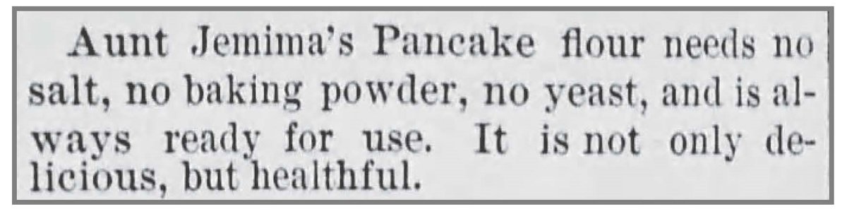 2. We get to pancakes with 2 White businessmen, Charles Underwood and Christopher Rutt, who launched Aunt Jemima in 1889, a year after they purchased a defunct flower mill. Rutt had seen an Aunt Jemima minstrel show and thought she would be the perfect hook for their company.