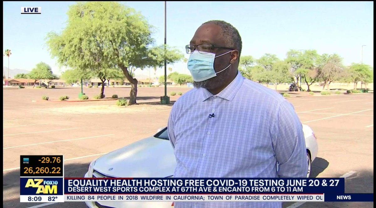 EqualityHealth's tweet photo. Equality Health Foundation is out in the community promoting free #COVID19 testing events on June 20 and 27. Thank you, @Fox10Phoenix for the feature! For more information, visit https://t.co/izpJ7a5p4r #AZTestingBlitz #Phoenix #PHX https://t.co/IEm7hmsDJk