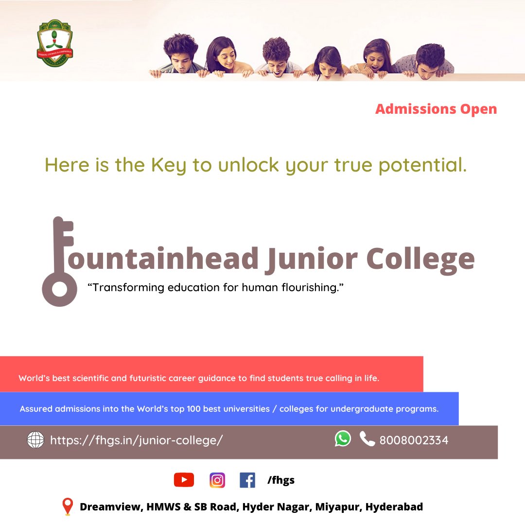 ☘️We do not prepare the road for the child but, prepare the child for the road.☘️

fhgs.in/junior-college/

#Fountainheads #BestCollege #After10th #AdmissionsOpen