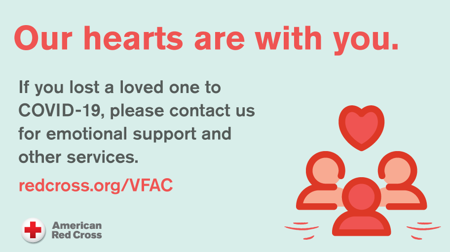RedCrossNW's tweet photo. Grieving is always difficult; however the COVID-19 pandemic has created additional challenges and needs. Our Virtual Family Assistance Center offers information and resources and is available to assist anyone who has lost a loved one. #covid19 #VFAC https://t.co/gALL8ZkRJL