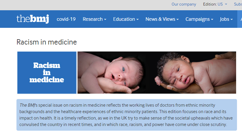 BJSM_BMJ's tweet photo. Here is @bmj_latest on racism in medicine. I saw that issue of The BMJ (I get the hard copy weekly). I failed to make any connection--"Hey, we have a problem in sport & exercise medicine, what can we do on this front?" #EditorFail https://t.co/GzpXlJ9RiF https://t.co/CDDjKAV3QH