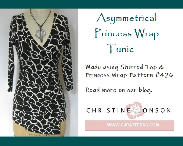 christinejonson's tweet photo. Create this cute ¾ sleeve asymmetrical top with just a few easy alterations to the Princess Wrap Top from #426.  https://t.co/ojl3fNGT1L https://t.co/dMWiookqY0