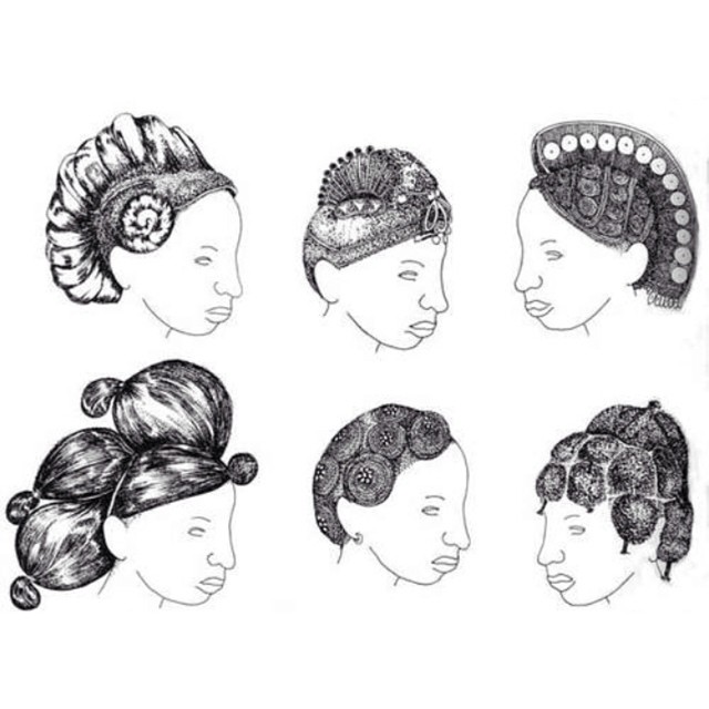 NZUKOBrand's tweet photo. Sketches depicting various popular hairstyles observed among women in communities in [possibly] northern or western Igboland.

Circa: early 20th century.

#igbohistory #igbowedding #igboamaka #igbokwenu #igbowomen #nzuko #nzukobrand #igbofacts https://t.co/U45jQwDaH8