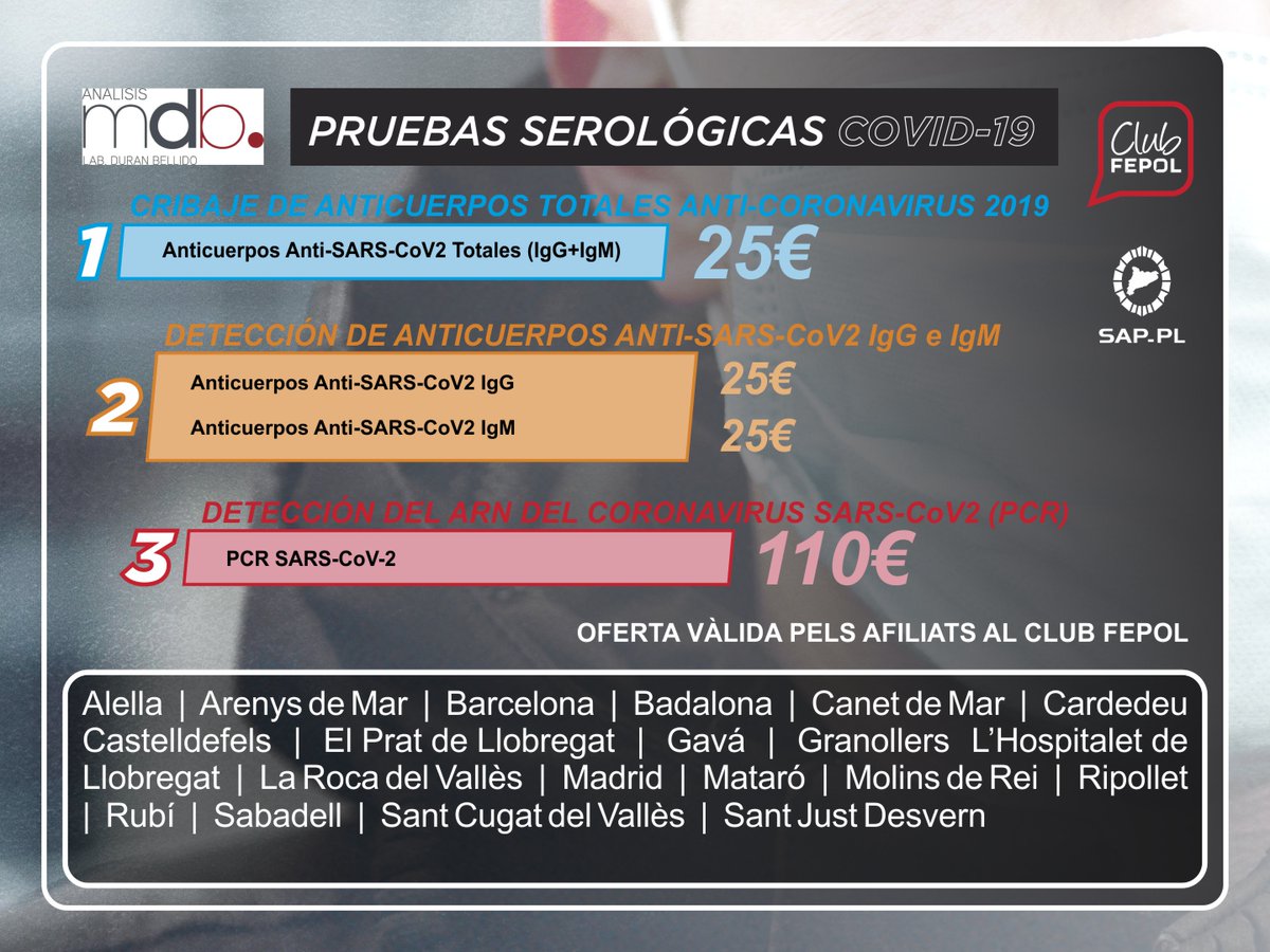sap_pl's tweet photo. ACUERDO CON LOS LABORATORIOS DURAN BELLIDO  PARA REALIZAR LAS PRUEBAS SEROLÓGICAS COVI19 PARA LOS AFILIADOS DE LA FEPOL https://t.co/x27kUAs30O https://t.co/SYLQr6mBiz