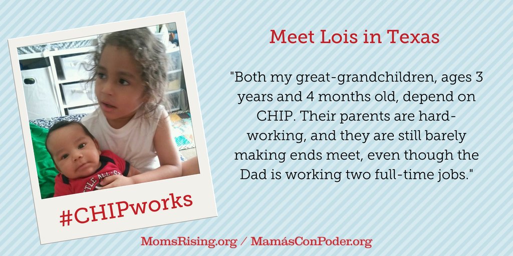 MomsRising's tweet photo. #CHIPworks for families in #Texas, like Lois whose two great-grandchildren use CHIP. #ChildrensWeek2020 #WellnessWed https://t.co/x1UGFogpuV