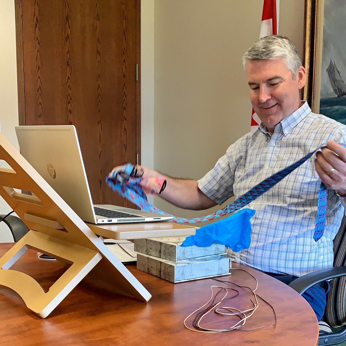 StephenMcNeil's tweet photo. #TheClubInclusion members Breanna Beazley-Nickerson &amp; Graham Robertson designed beautiful patterns that were brought to life in the form of neckties and face masks, with help from their partners at @NSCADUniversity. https://t.co/HRLj5MMd7S