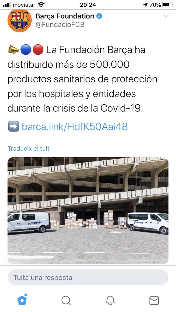 SServeto's tweet photo. Colaboracio amb la Fundacio FCB
Tots units contra Covid-19 https://t.co/WFeQc45zBw