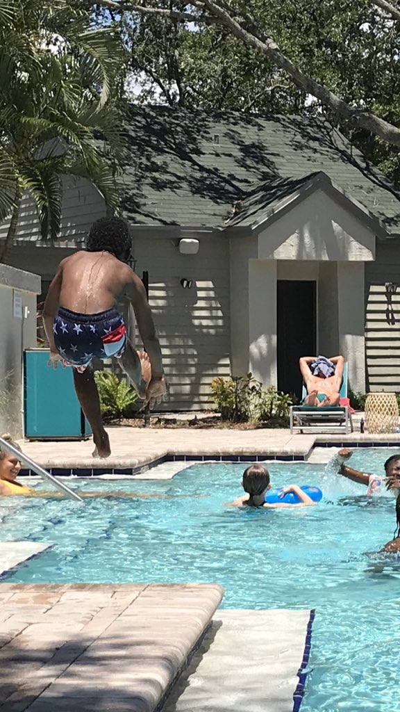 Someone couldn’t wait for the pool to open back up