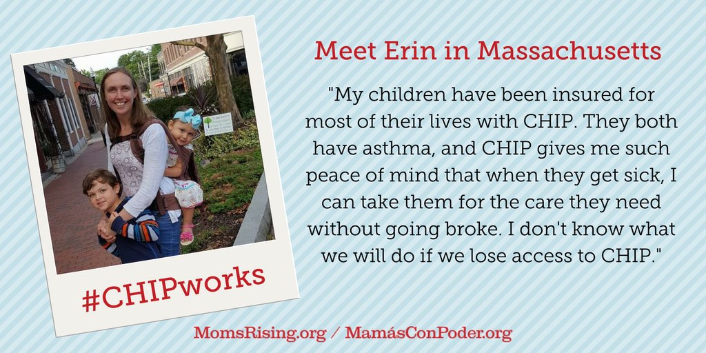 MomsRising's tweet photo. Erin in #Massachusetts says #CHIP gives her peace of mind that her two children with #asthma can get treated when they get sick. #WellnessWed #CHIPworks #ChildrensWeek2020 https://t.co/OIS0XNp1YT
