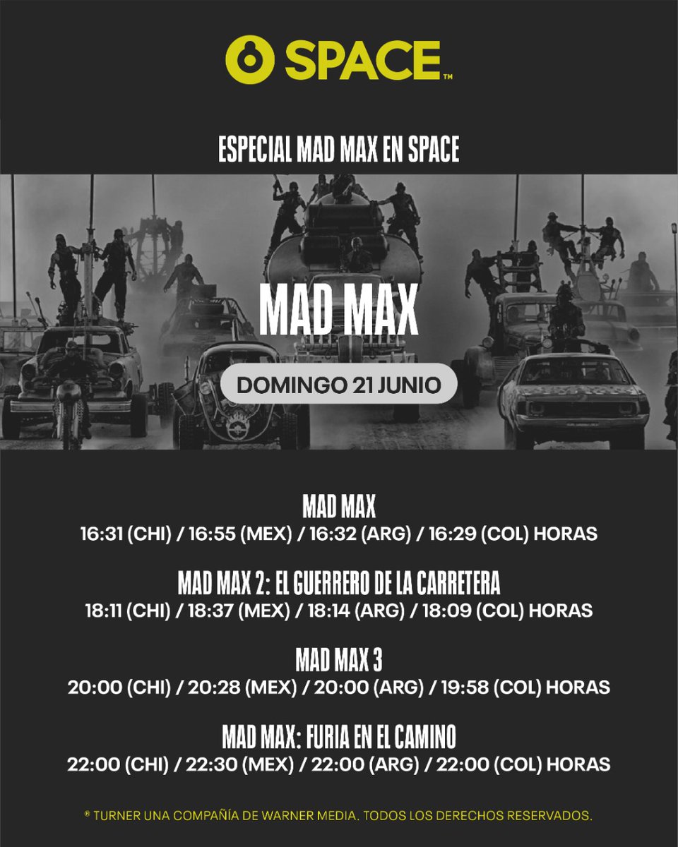 WarnerMediaPR's tweet photo. SPACE te atrapa en junio con especiales que te dejaran sin parpadear 👀
.
🤩 En un solo momento, lucharás por mantenerte en tu sillón acompañado de Mad Max, Debzel Washington y van Damme.
Solo por @canalspacela https://t.co/V7OCv6ikXB
