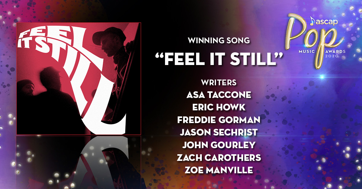ASCAP's tweet image. "Ooh woo, I'm a rebel just for kicks now" S/O to Asa Taccone of @electricguest, @portugaltheman &amp;amp; Freddie Gorman on winning #ASCAPAwards for #FeelItStill