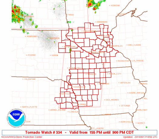 On this date in 2010: A Tornado Watch is issued at 1:55 PM CDT.  #mnwx
