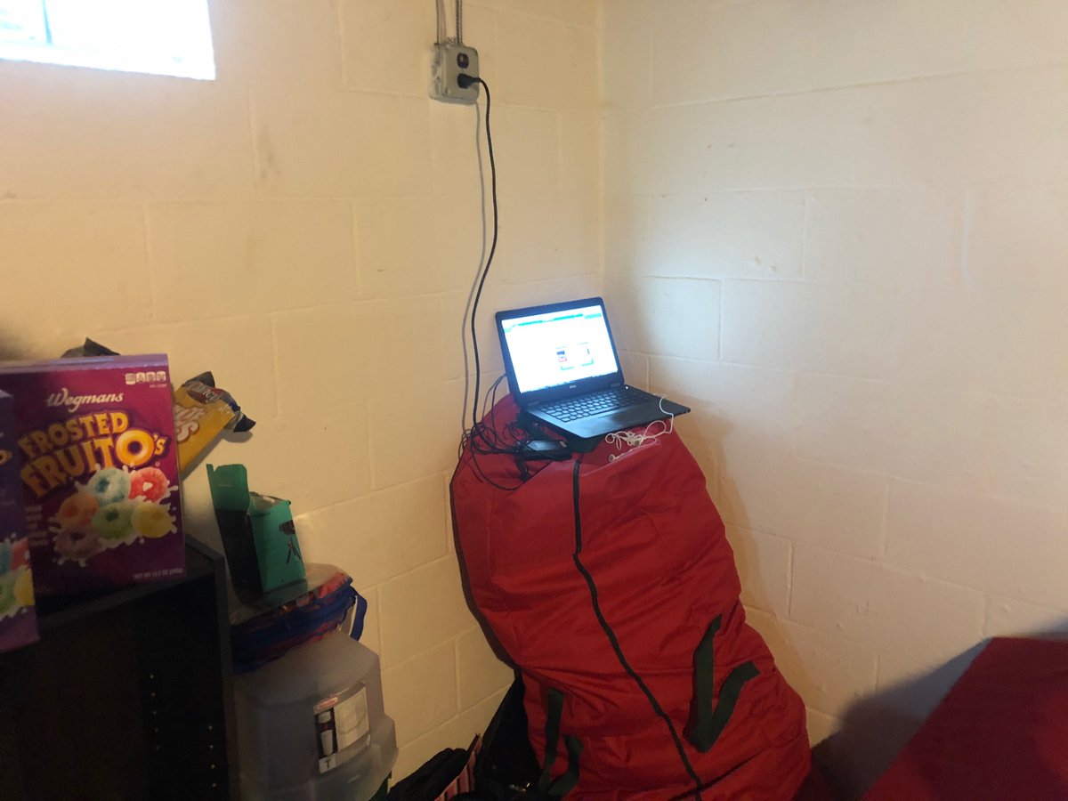 kingdomhartman's tweet image. When your Florida room becomes too hot to work in or attend conference sessions for #vSTC2020 and #InfoComm2020 it’s time to move to the basement office. At least I have snacks. #WFH