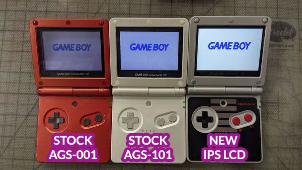 Videogamesnewyork | Open 365.25 days a year 👍 auf Twitter: „Take a look at the LCD screens: AGS-001 is frontlit causing colors. is backlit making vibrant. IPS LCD