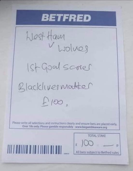 Just pop into betfred after getting a few cans to watch the football thought I’d put a bet on the wolves game hope it comes in