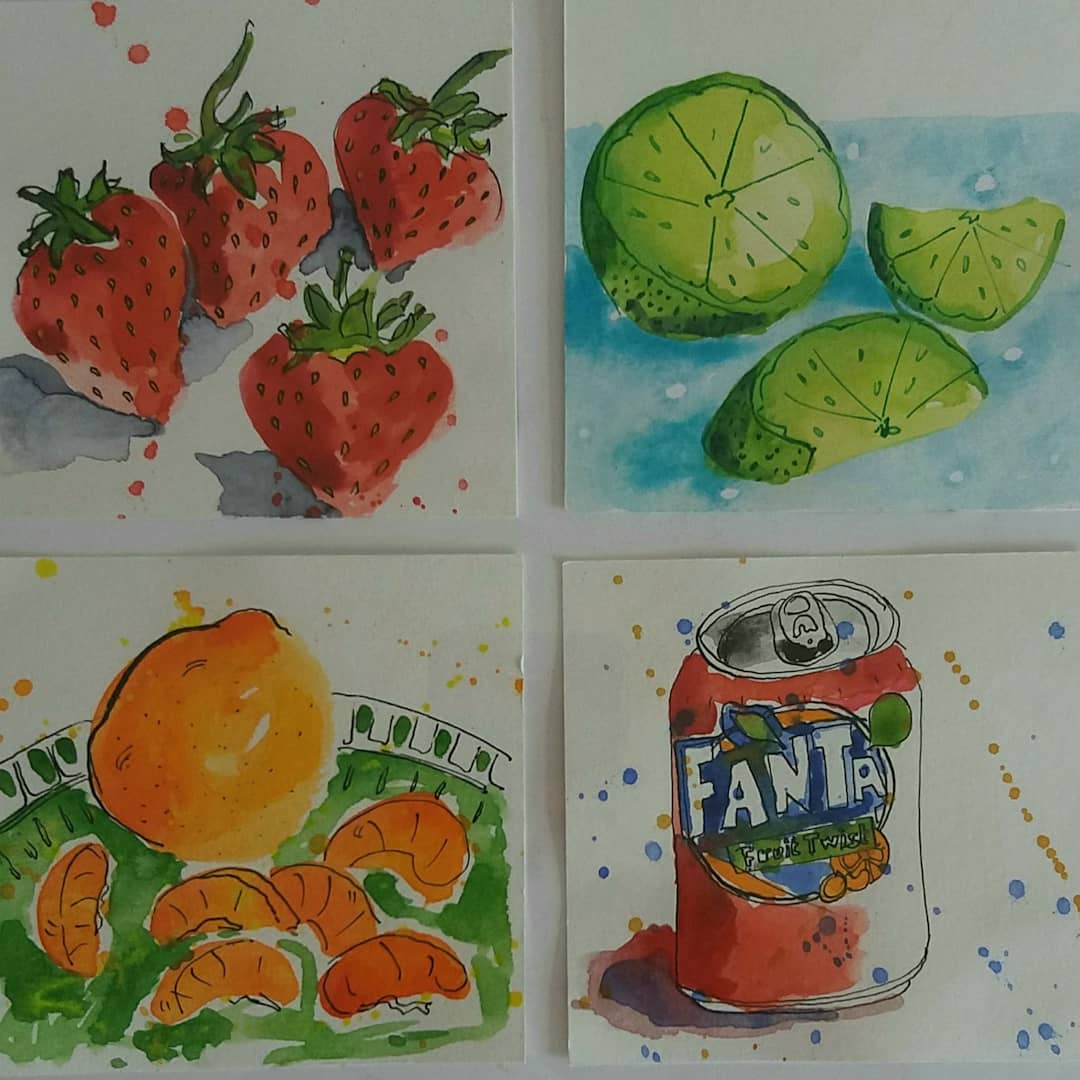 Sold. I am happy to have sold these little watercolours to a lovely buyer who wrote: "Received these brilliant little works today from the excellent Mandy Covington Art - so much expression here they almost jump up at you.