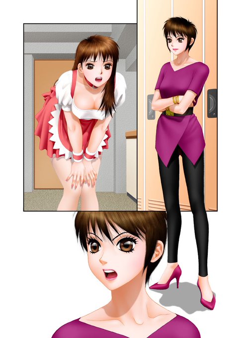 単行本「YUI SHOP」から台詞フキダシ擬音無し絵です。

接客の仕事でコード付きは駄目だよね〜
やっぱりワイヤレスじゃないと(^^;;
まぁ、見せて楽しんでるって考えれば… 