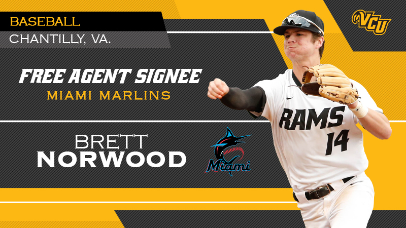 VCU Baseball (@vcubaseball) on Twitter photo 🚨 SIGNING 🚨 Congrats to Brett Norwood on signing a free agent contract with <a href="/Marlins/">Miami Marlins</a>!
#LetsGoVCU 🚨 SIGNING 🚨 Congrats to Brett Norwood on signing a free agent contract with <a href="/Marlins/">Miami Marlins</a>!
#LetsGoVCU