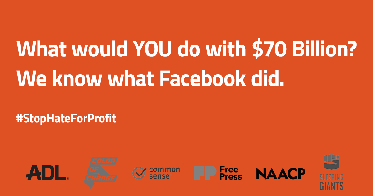 JGreenblattADL's tweet photo. Facebook continues to prove its willingness to put profit over people &amp; ignore hate on its platform. Join @ADL @NAACP, @slpng_giants, @freepress, @CommonSense &amp; @ColorOfChange in calling for a July ad pause. Let FB know it's time to #StopHateforProfit: https://t.co/6PfwikJLxE https://t.co/RTtgb6C2vH
