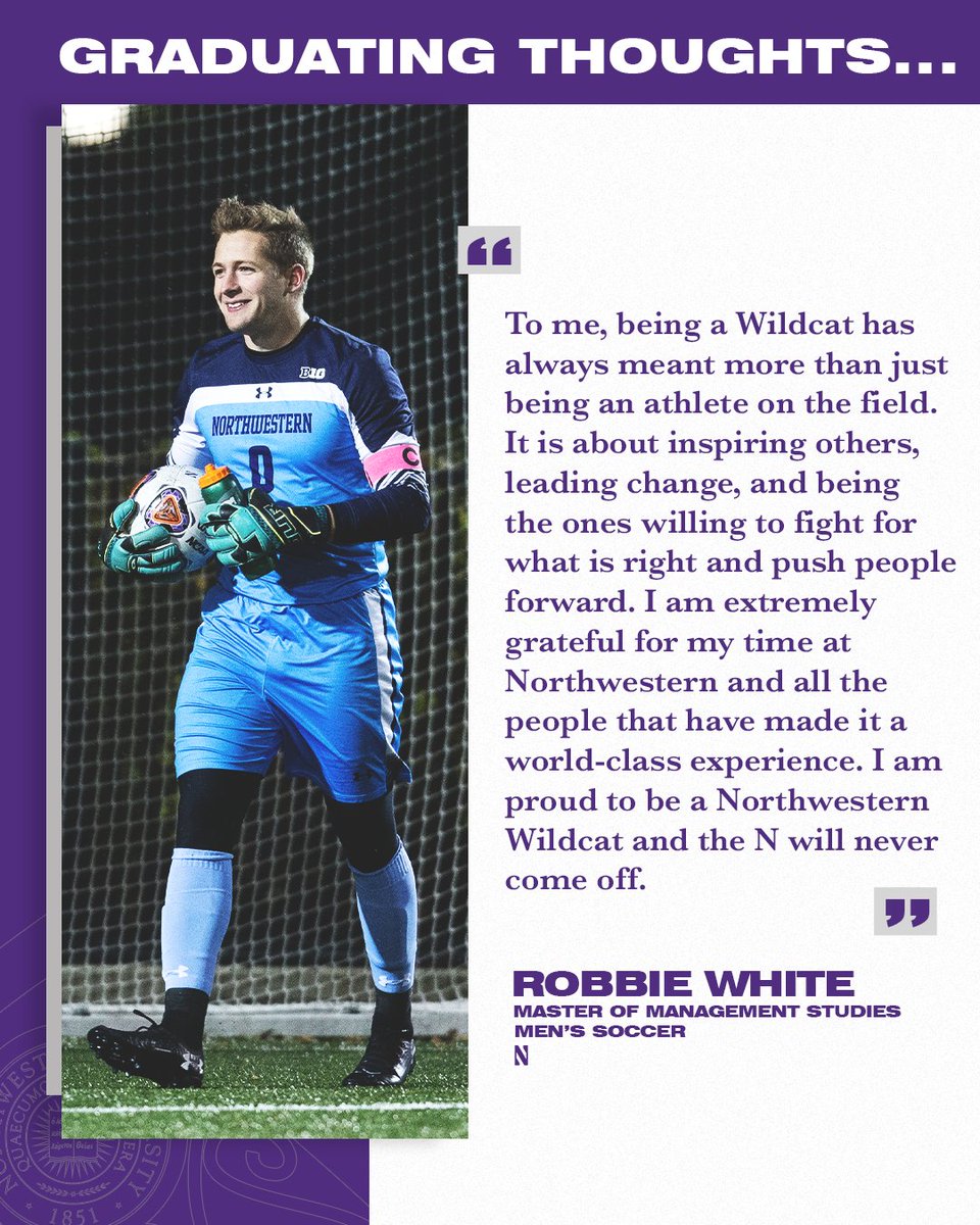 NU_Sports's tweet photo. Being a Wildcat is about inspiring others, leading change and willing to fight for what is right. 

Thank you for being a Wildcat, @robbie_white13

#NU2020 | @NUMensSoccer https://t.co/UBFkNtlx86