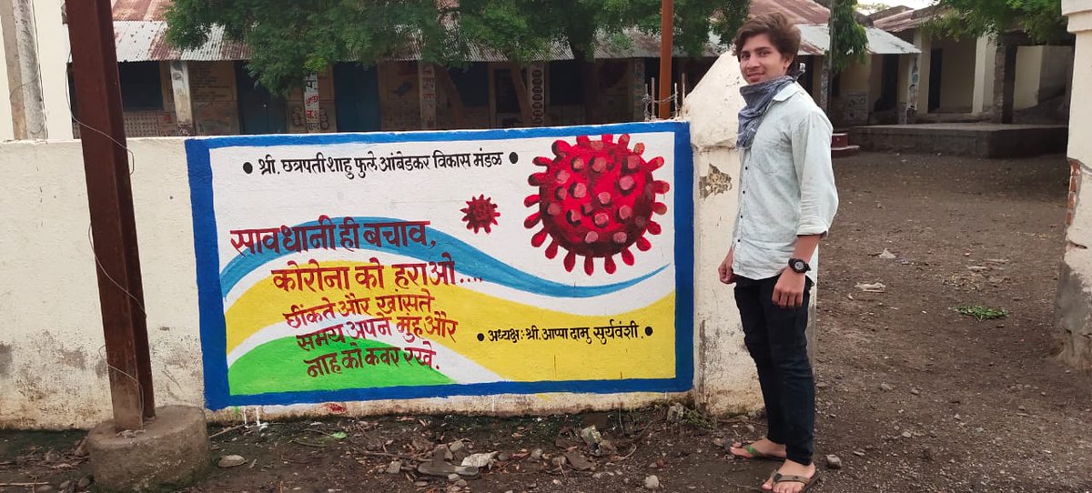 MaharashtraNSS's tweet photo. Vasantrao Naik College of Arts, Science and Commerce, Shahada. To This. NSS Volunteer Balkrishna Amrut Nikumbhe at his own expense in Borad and Karjai villages raising awareness about Corona virus through posters.@PMOIndia @CMOMaharashtra @RijijuOffice @YASMinistry @_NSSIndia https://t.co/8vZIE7XaPf