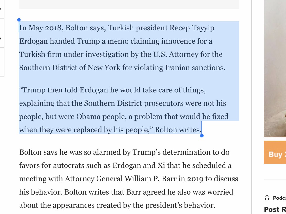 “that the Southern District prosecutors were not his people, but were Obama people, a problem that would be fixed when they were replaced by his people,” Bolton writes.