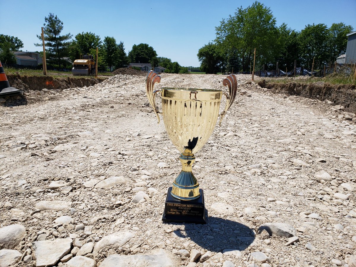 StJamesLodge73's tweet photo. From our current home to our future home. We present to you the Inaugural Hockey Pool trophy for St.James Lodge No.73. The Deacon Memorial Trophy, from here on known as "The Deacon". 
Awarded to a member of St.James Lodge No. 73 for the regular season hockey pool Champion. https://t.co/DUcXb3txBj