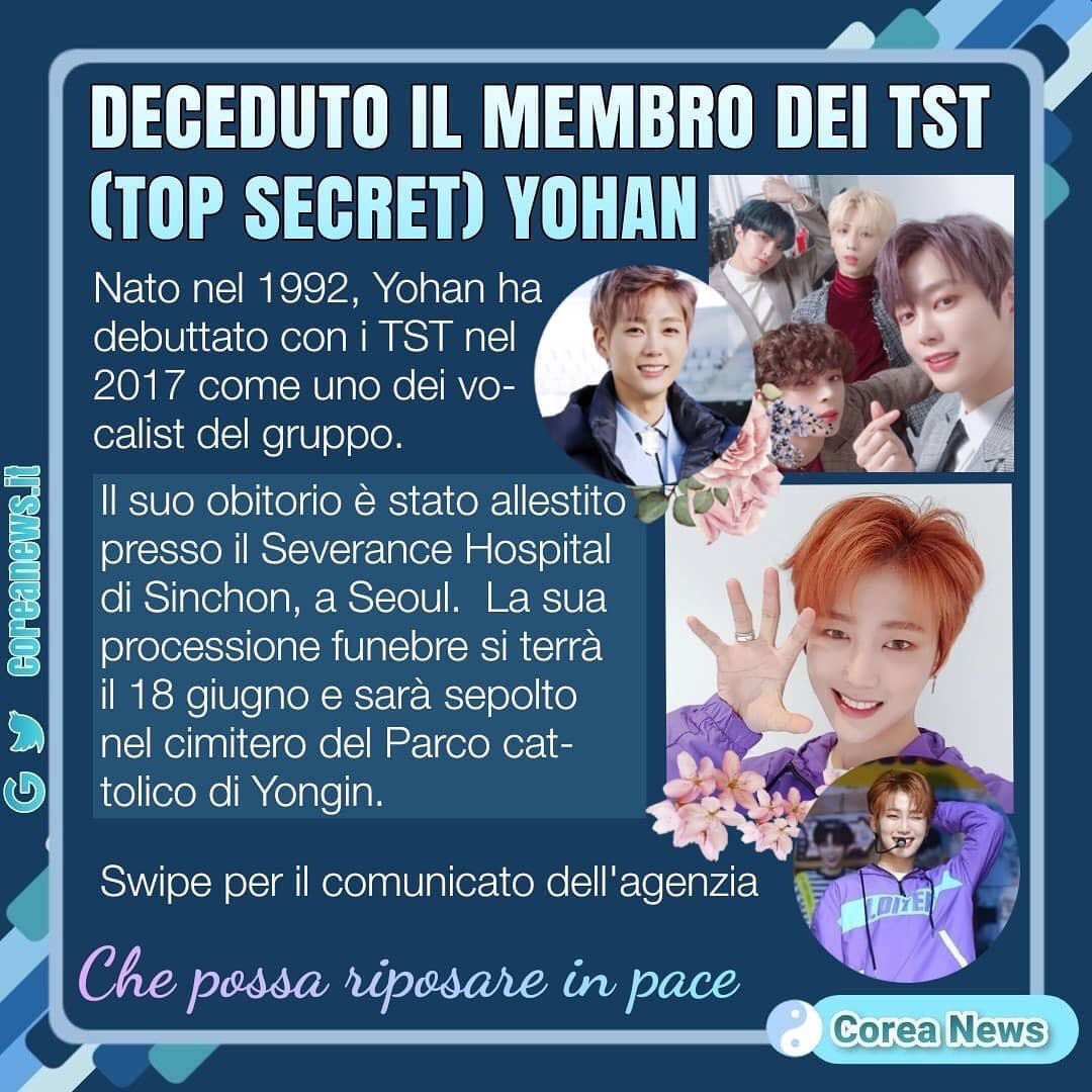 coreanewsit's tweet photo. Deceduto il membro dei TST (Top Secret) Yohan 😔🙏
Piu info ℹ️
https://t.co/oHlCsrmpNn
#coreanews #tstyohan #ripyohan #kpop #SouthKorea https://t.co/sTztRb9tS6