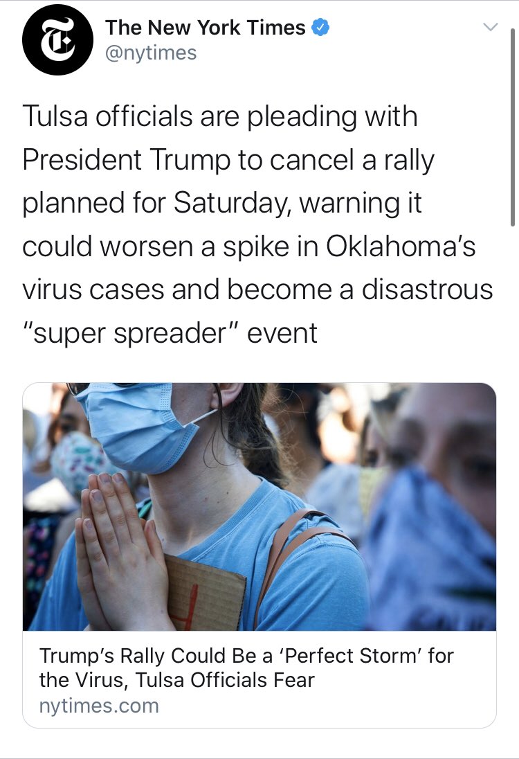 To kick things off,  @nytimes. For the rally, it’s a dangerous health risk that could become “disastrous” because of coronavirus. Somehow, the daily protests nationwide seem to be immune. Can you spot the difference?