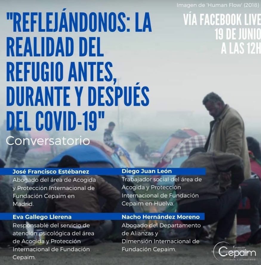 diegojuanleon's tweet photo. Te invitamos a participar.
#facebooklive 
La realidad del refugio antes, durante y después del COVID-19

Con motivo del Día Mundial de las Personas Refugiadas organizamos este conversatorio online el próximo viernes 19 de junio a las 12h.
@FundacionCepaim 
@diegojuanleon https://t.co/eCMypTsNTy