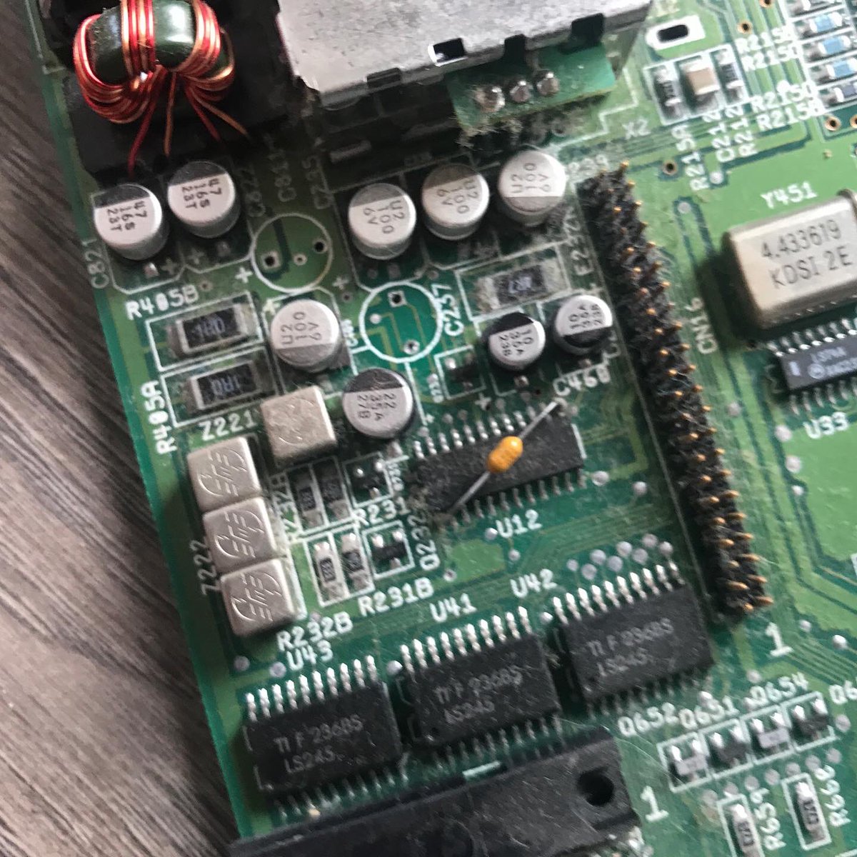 Amiga 600 motherboard before recapping