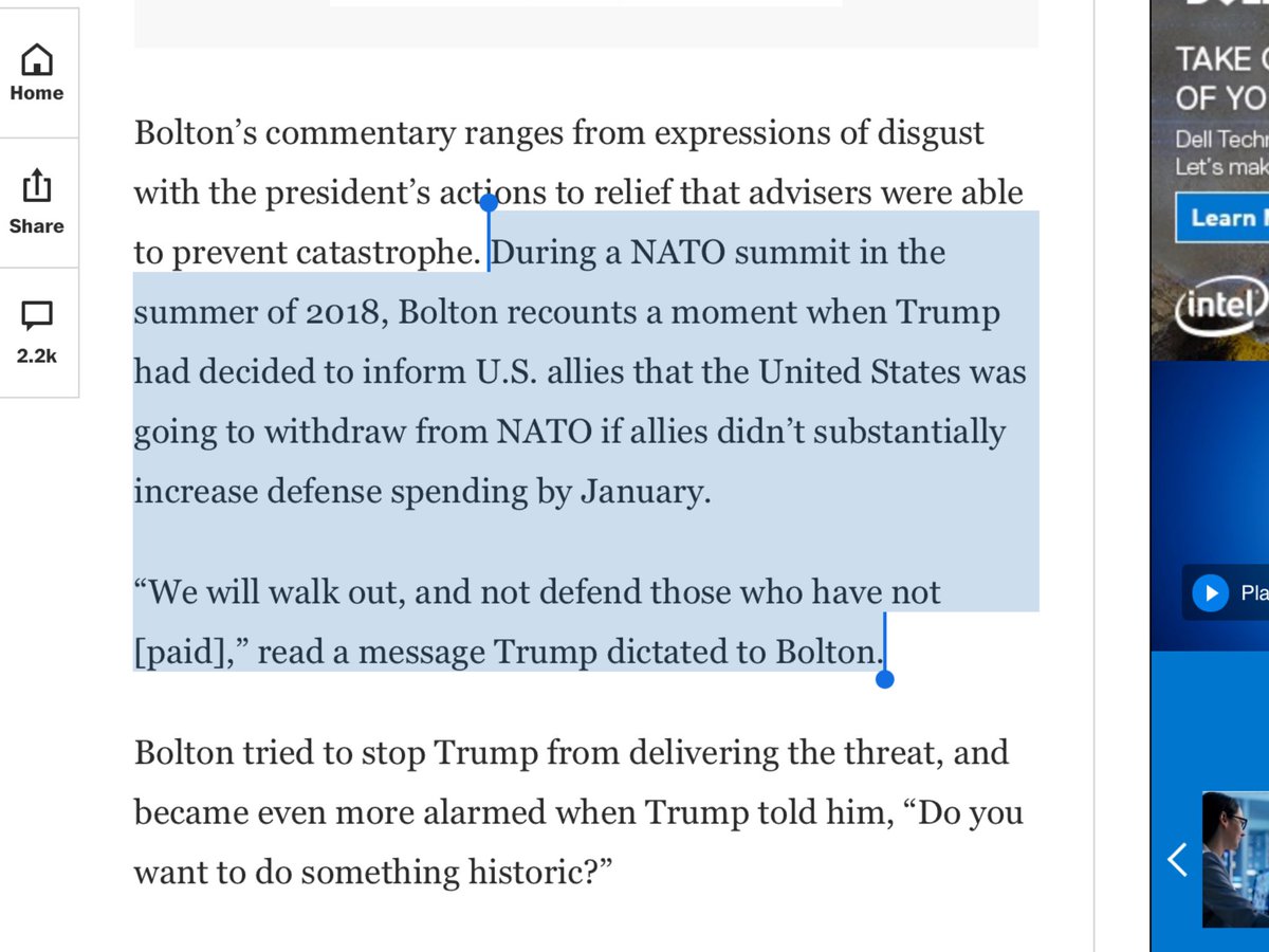 During NATO summit in summer 2018, Bolton recounts Trump had decided to inform US allies the United States was going to withdraw from NATO