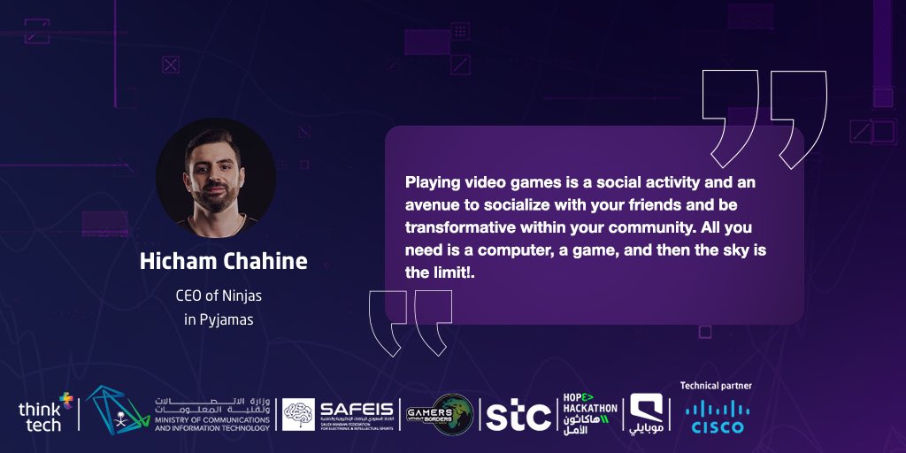 ThinkTech2030's tweet photo. Hicham Chahine | @ChahineHicham

Playing video games is a social activity and an avenue to socialize with your friends and be transformative within your community.
 
#HOPEHackathon
#GWBPS https://t.co/WL0186PXuD