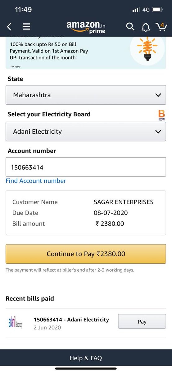 yypoonam's tweet photo. @Adani_Elec_Mum @AdaniOnline @gautam_adani My account no is: 150663414.I have been paying my bill regularly. Every month I received billranging from 500-600.this month my bill is 2390.I dont even have tv A/c. Pl Help ASAP https://t.co/TaXh5quj5p