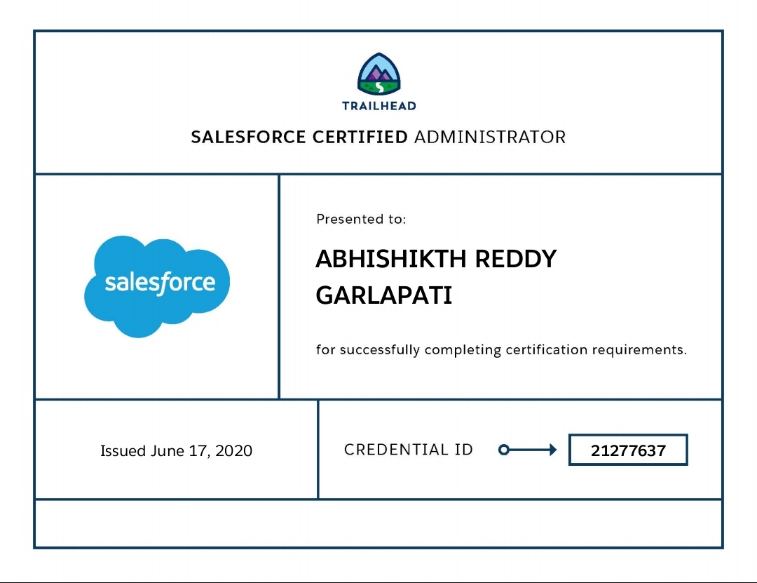 abhishikth1999's tweet image. I am happy to share that I have passed #Salesforce Admin Certification Exam.

#Certifiedpro @trailhead @amandabauman @Bhanz19 @Vinayforce @ManaswiPauskar