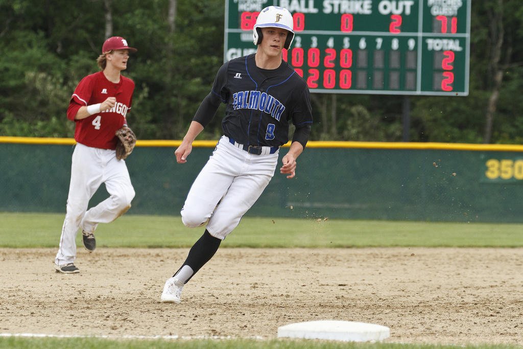 With Cam Guarino pitching eight strong innings, the game remains tied. Then, Colin Coyne's sacrifice fly in the top of the 9th put Falmouth on the brink of its first Class A title, but the Rams rally for two runs.
Story: pressherald.com/2017/06/18/ban…
<a href="/FalmouthAD/">James Coffey</a>