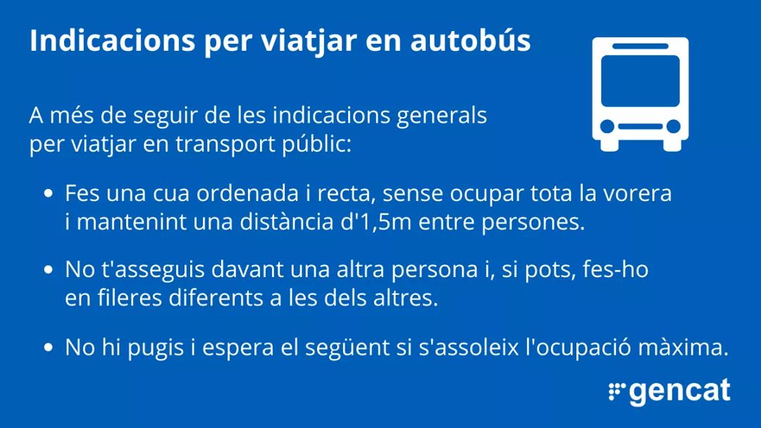 Indicacions per viatjar en transport públic ☝️
.
I una pàgina web amb informació més detallada 👇
. gen.cat/preguntescovid…