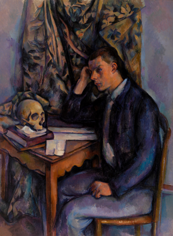 PridePlague's tweet photo. A mashup of Hamlet and Cézanne is today's art extra. In this #museumchallenge Will defies his age: “Young Man with Skull” (c. 1898). @BarnesMuseum #Shakespeare #Mashup https://t.co/2SsZCRNf5W