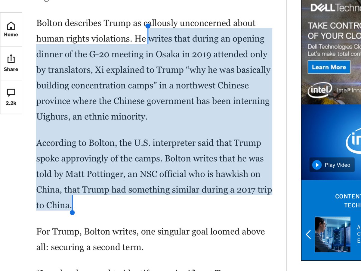 “According to Bolton, the U.S. interpreter said that Trump spoke approvingly of the [Chinese concentration] camps.”