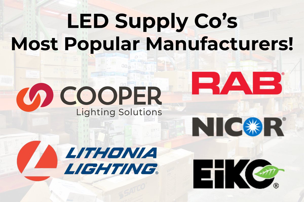 We've noticed that you really like to buy from Cooper Lighting, RAB, Lithonia Lighting, NICOR, and EiKO! These manufacturers have a variety of LED lighting options that are sure to enhance your facility. 

Shop our most popular manufacturers today at: ledsupplyco.com"