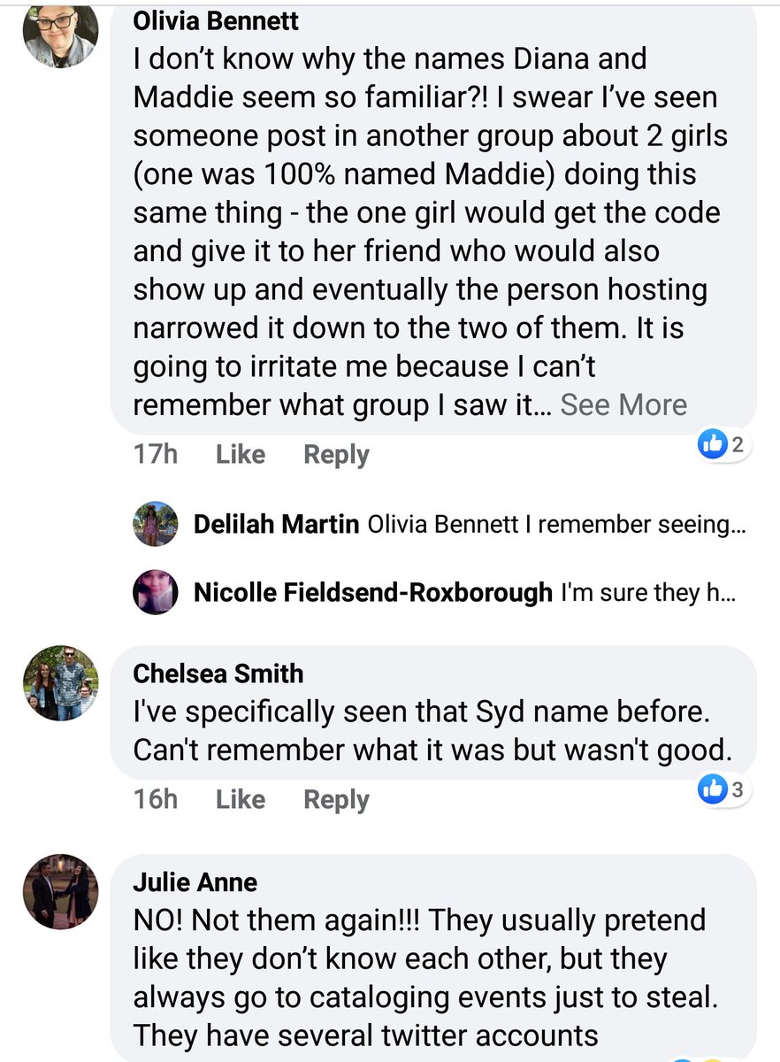 They were instantly recognized by some people on this Facebook post and others shared their stories of how the two would pretend not to know each other and then proceed to steal catalog items.In my experience Maddie invited her friend without my permission and replaced my items
