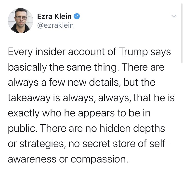 “Every insider account of Trump says basically the same thing” which means officials/reporters can make stuff up because it is “exactly who he appears to be in public.” Exactly, so many “sourced” Trump stories reinforce known presumptions so they are as good as being made up.