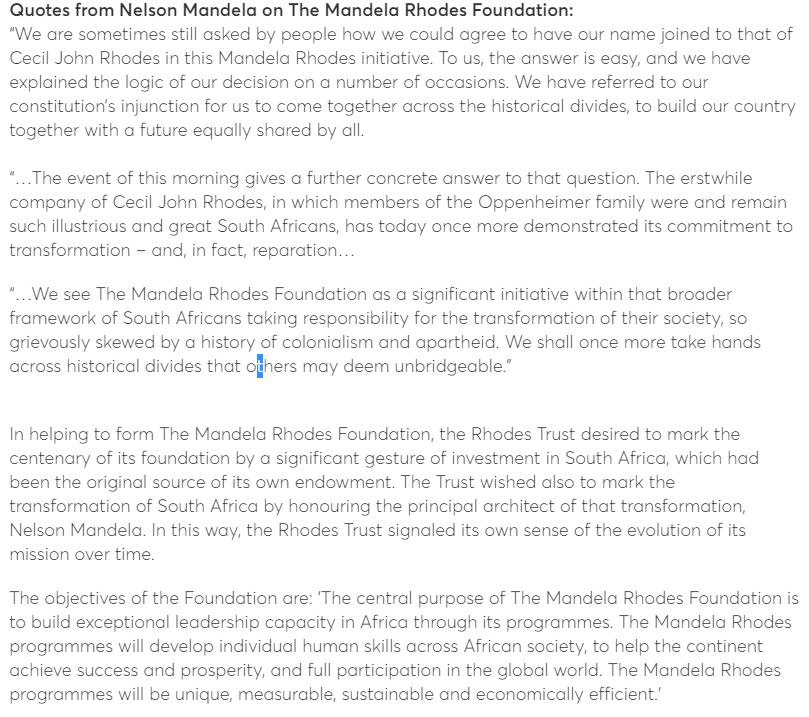 Nelson Mandela on the Mandela Rhodes Foundation https://www.rhodeshouse.ox.ac.uk/about/the-mandela-rhodes-foundation/