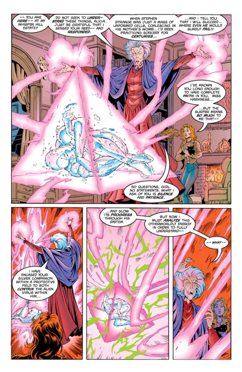 DeconstructVS's tweet photo. Agatha Harkness
Card Number: FAN-013
Comic: Silver Surfer (1998) Issue 135, Page 8
Penciler: #TomGrummett
Inker: #MattRyan
Colorist: #TomSmith
Writer: @JMDeMatteis
#vs2pcg #games #cardgames #marvel #marvelcomics #lcg #tcg #art #comicart #deckbuilder #upperdeck #FantasticFour #FF https://t.co/5AskIEyMQL