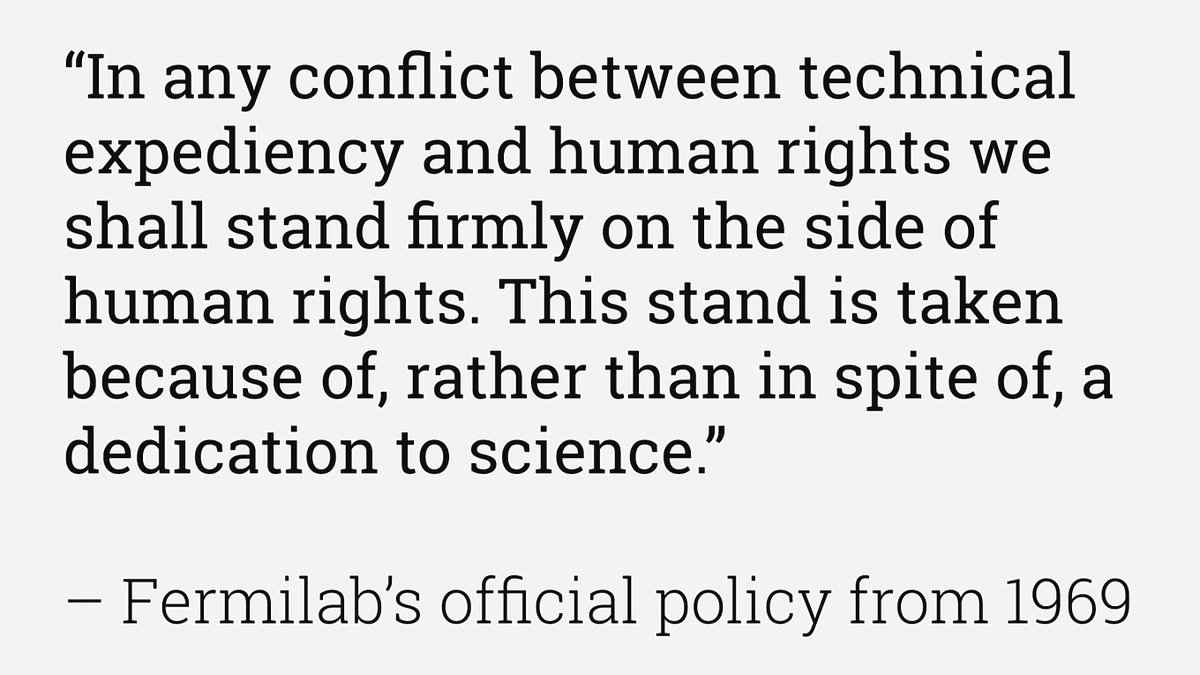 But first, I was impressed that this was the official policy of  @Fermilab in the 1960s. Sadly, this is something that tech and science companies should still be stating strongly TODAY, but most fall short.